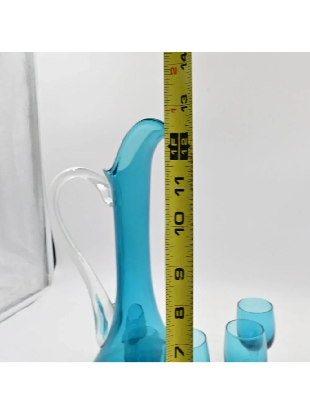 Empoli Italian Glass Decanter Pitcher Set 5 Swirl Stem Cordials